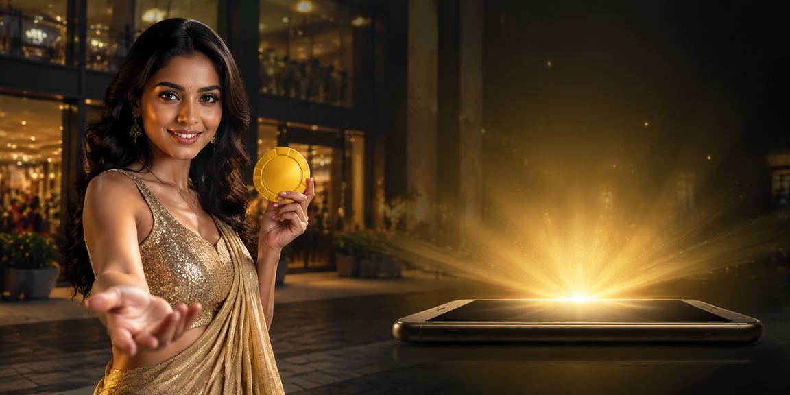 Young Indian woman using casino app on smartphone in Delhi