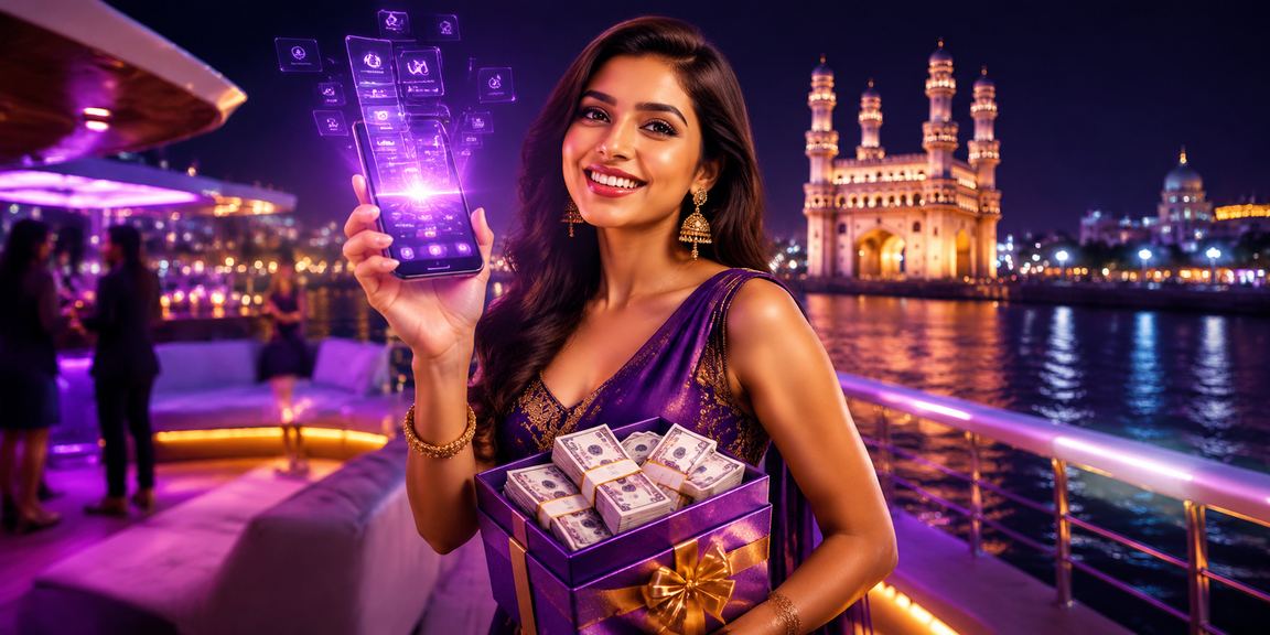 Neon themed Indian casino app login screen