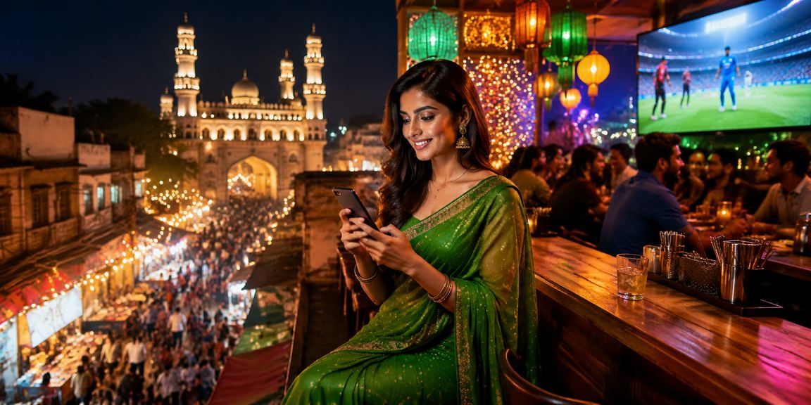 Indian player focused on cellphone screen while playing online Andar Bahar during IPL match